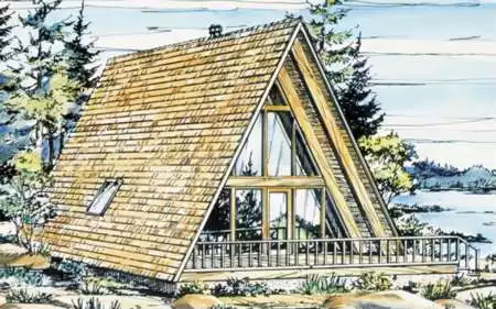 image of a-frame house plan 1305